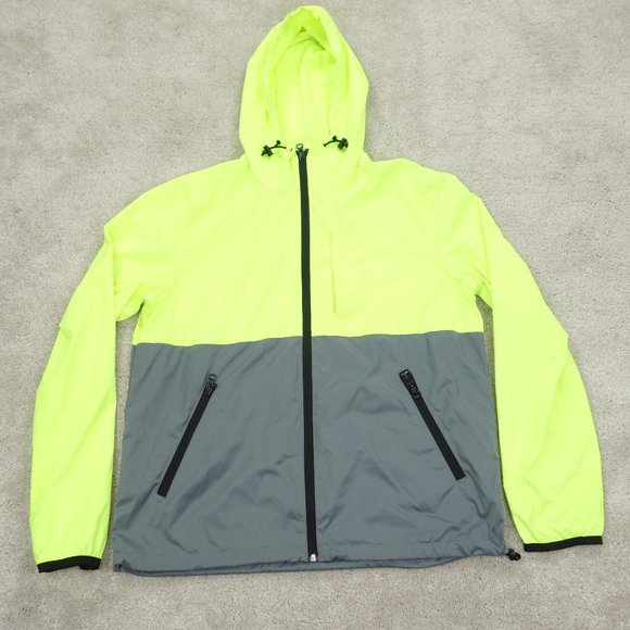 American Eagle Jacket Men's Medium Green Gray Windbreaker Hooded Full Zip - Picture 1 of 9